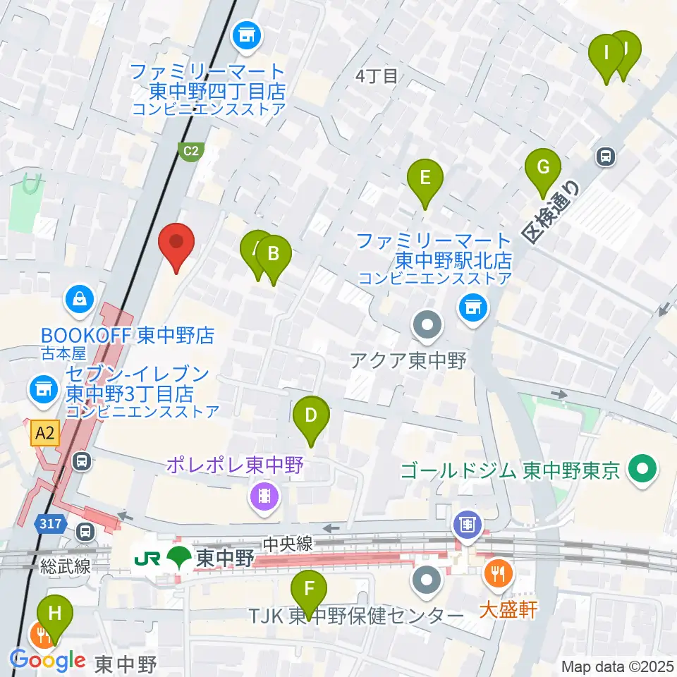 東中野ドラム周辺のホテル一覧地図