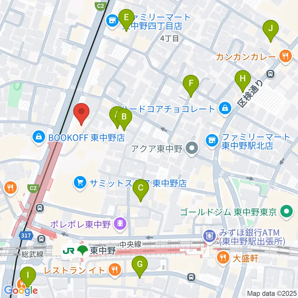 東中野ドラム周辺のホテル一覧地図