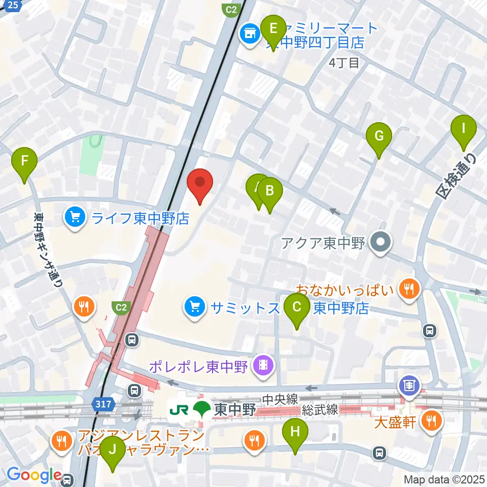 東中野ドラム周辺のホテル一覧地図