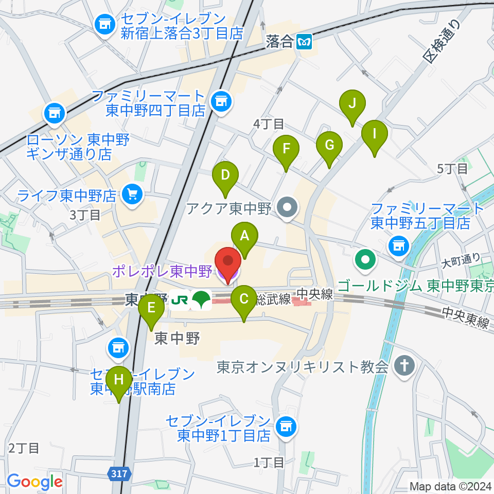 ポレポレ東中野周辺のホテル一覧地図