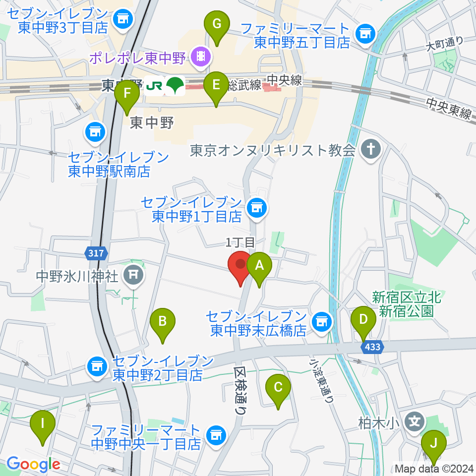 東中野バニラスタジオ周辺のホテル一覧地図