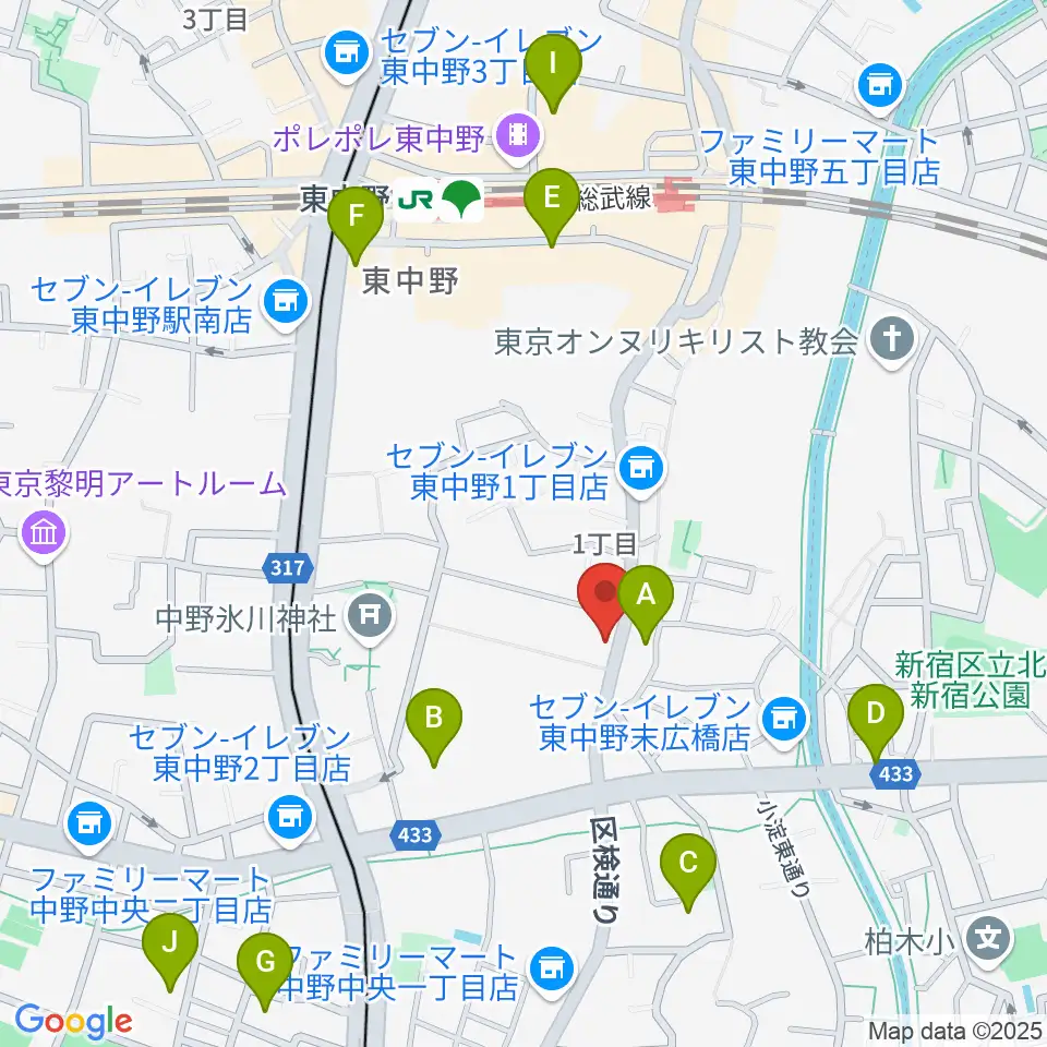 東中野バニラスタジオ周辺のホテル一覧地図