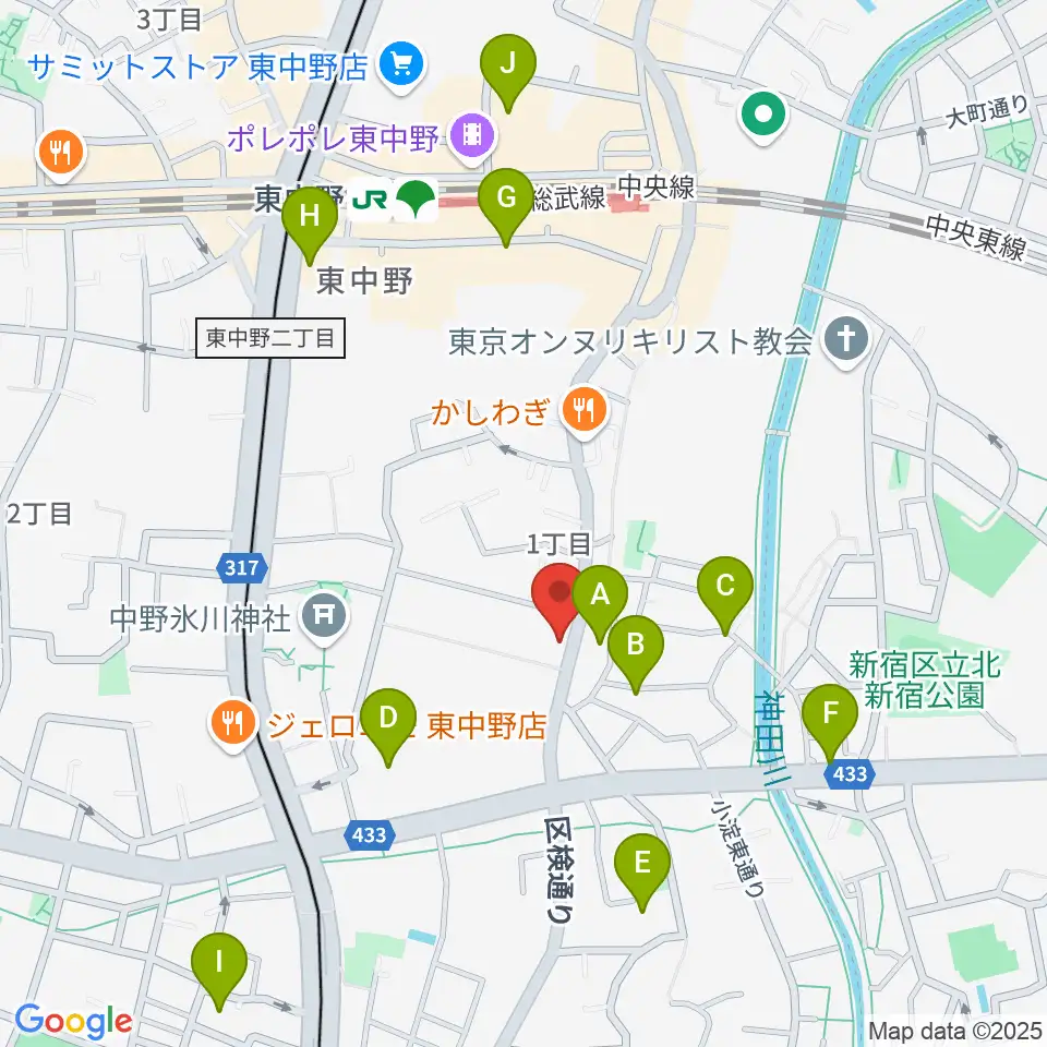 東中野バニラスタジオ周辺のホテル一覧地図