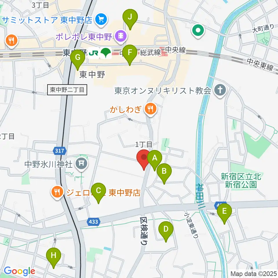 東中野バニラスタジオ周辺のホテル一覧地図