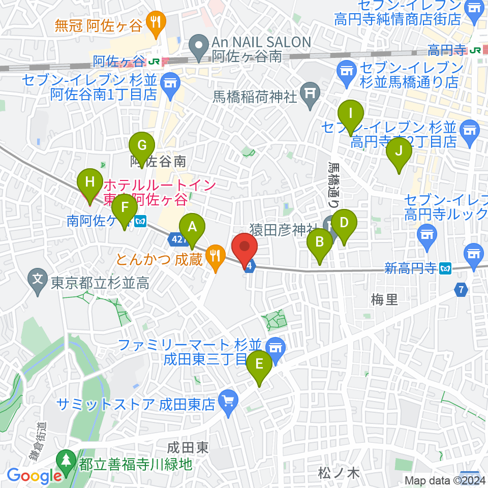 南阿佐ヶ谷ひつじ座周辺のホテル一覧地図