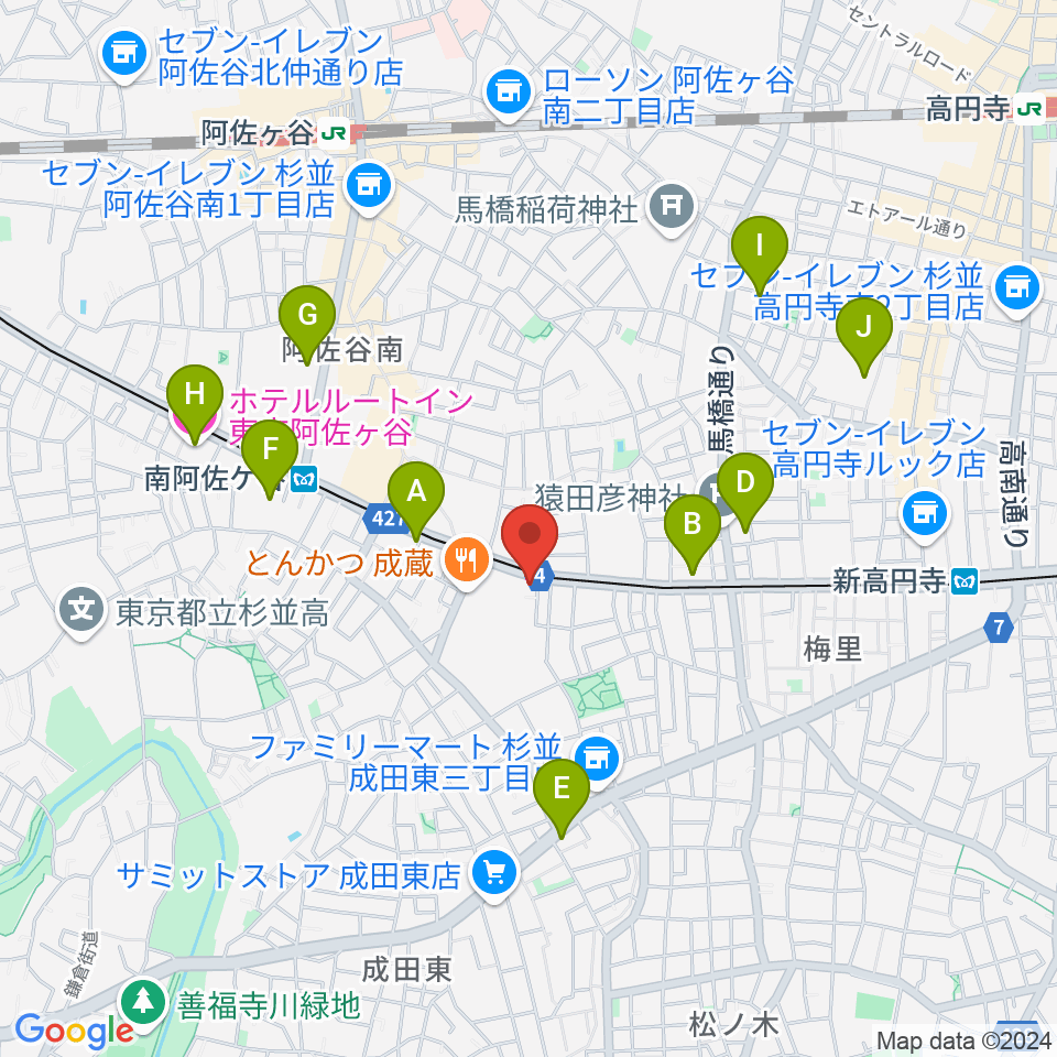 南阿佐ヶ谷ひつじ座周辺のホテル一覧地図