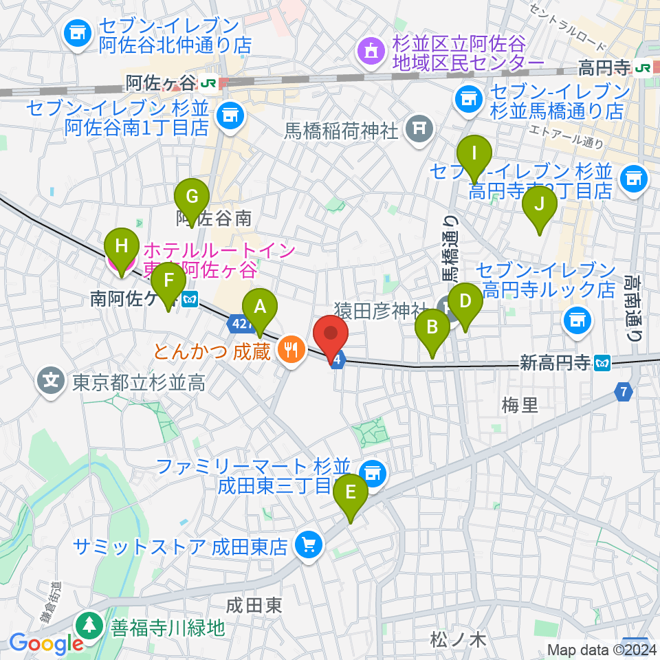 南阿佐ヶ谷ひつじ座周辺のホテル一覧地図