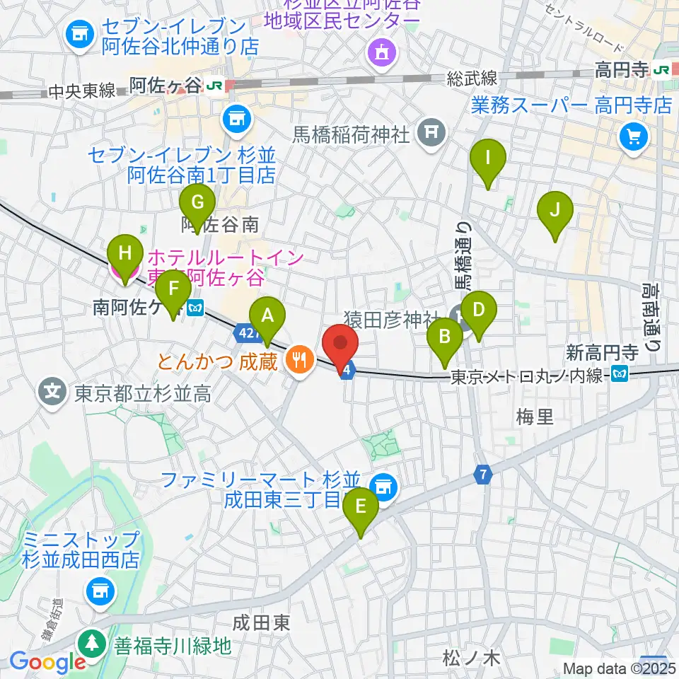 南阿佐ヶ谷ひつじ座周辺のホテル一覧地図