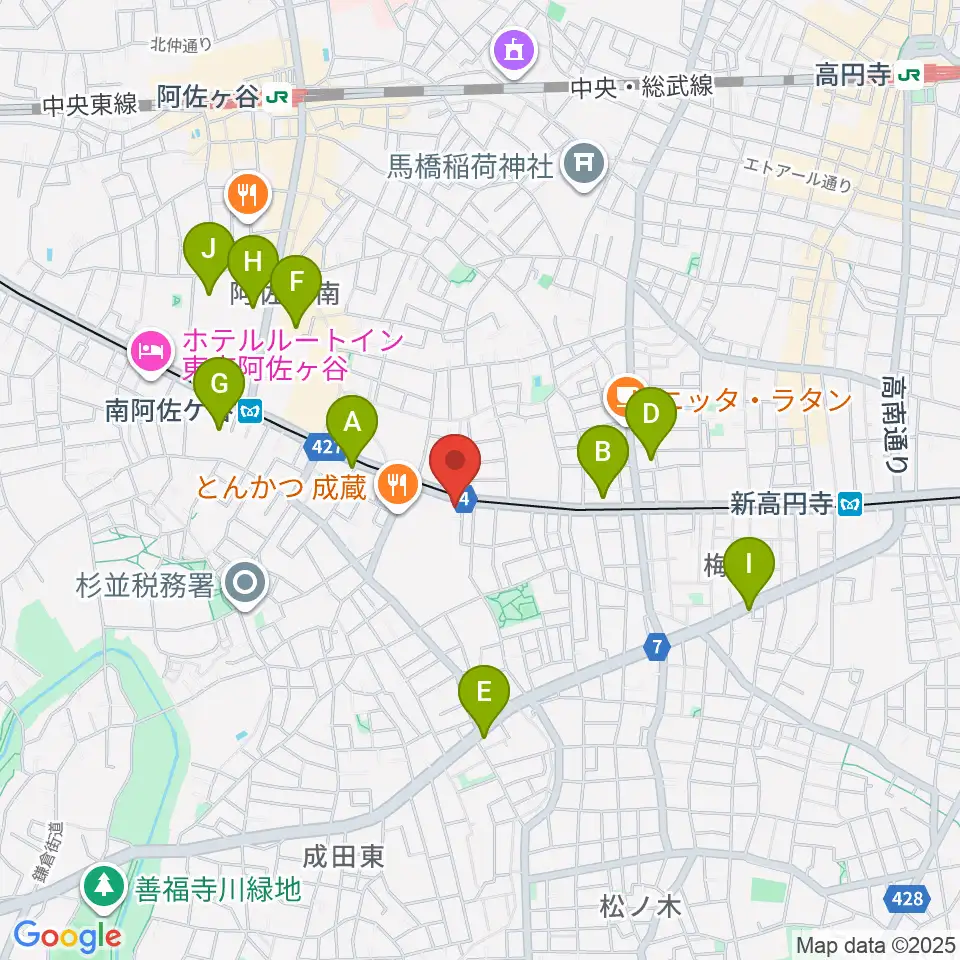 南阿佐ヶ谷ひつじ座周辺のホテル一覧地図