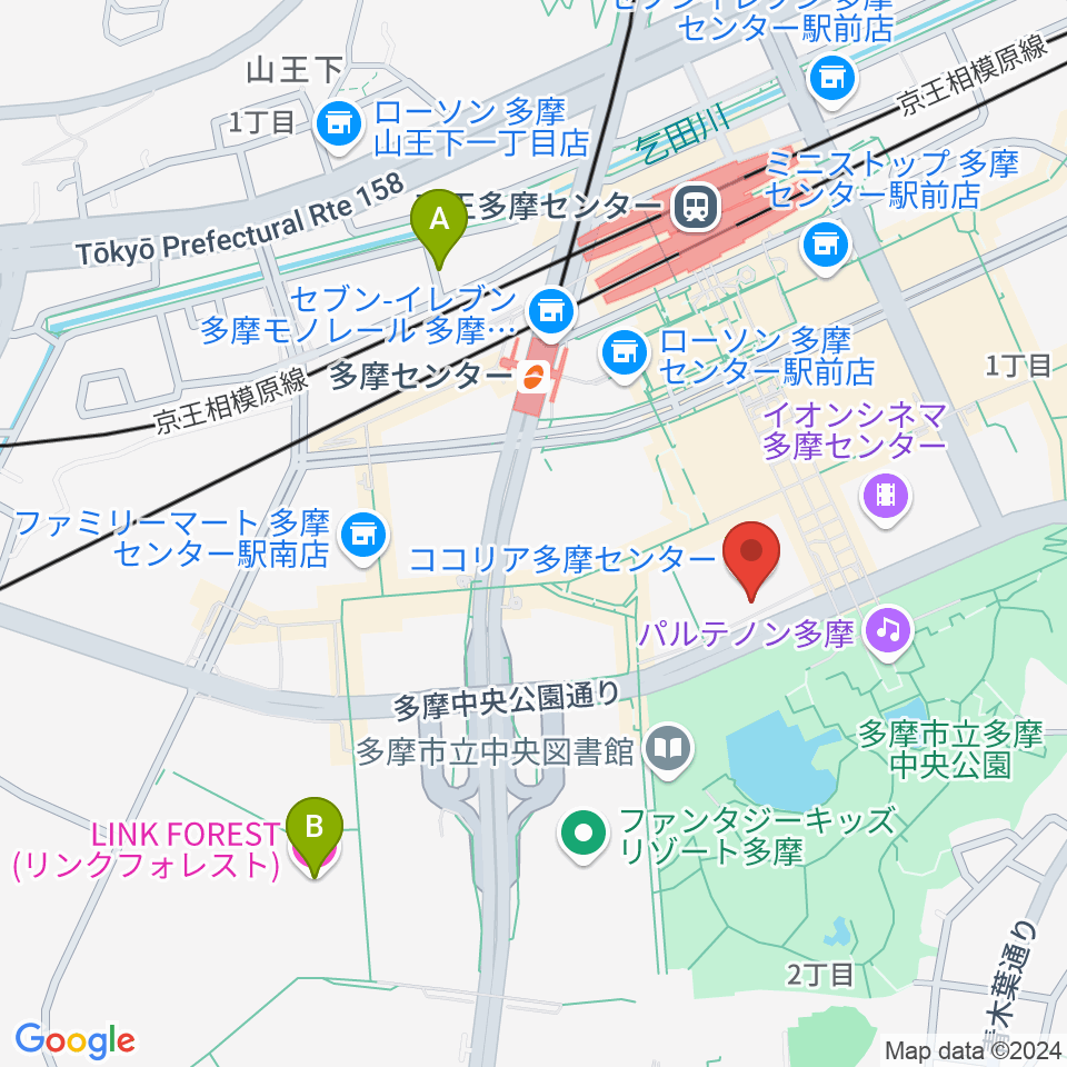 ココリア多摩センター ココリアホール周辺のホテル一覧地図