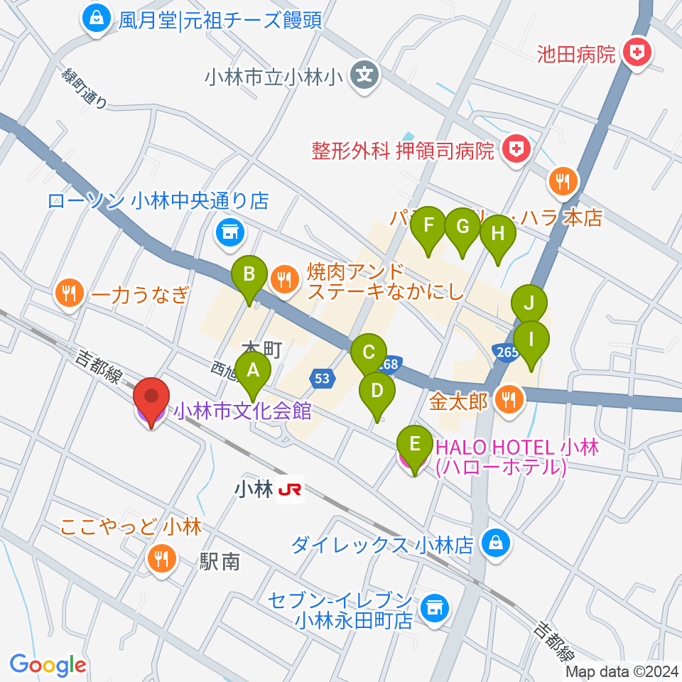 小林市文化会館周辺のホテル一覧地図