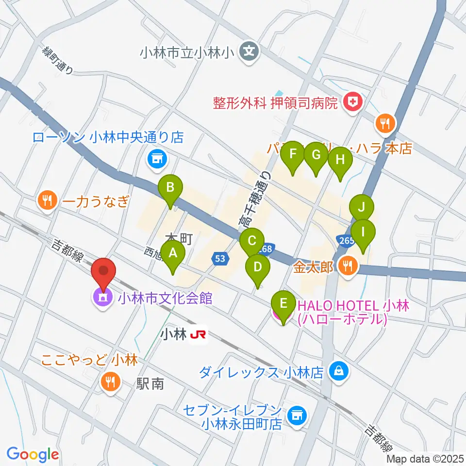 小林市文化会館周辺のホテル一覧地図