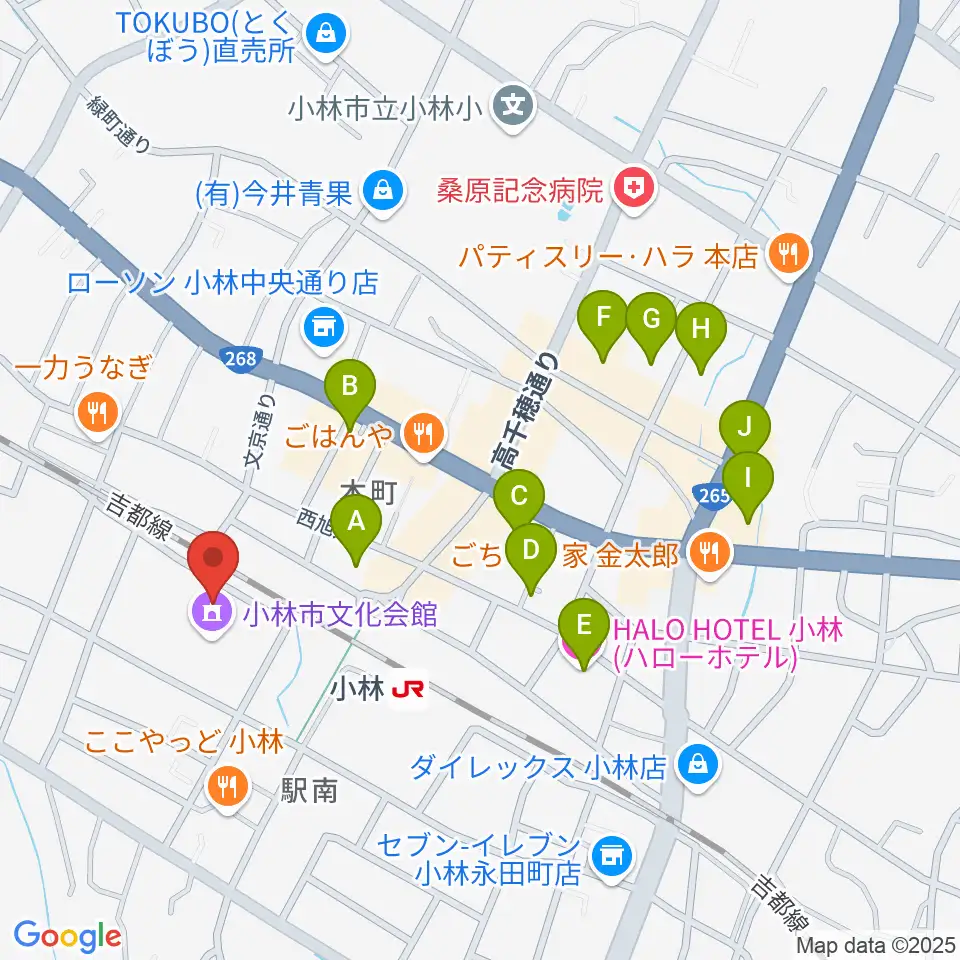 小林市文化会館周辺のホテル一覧地図