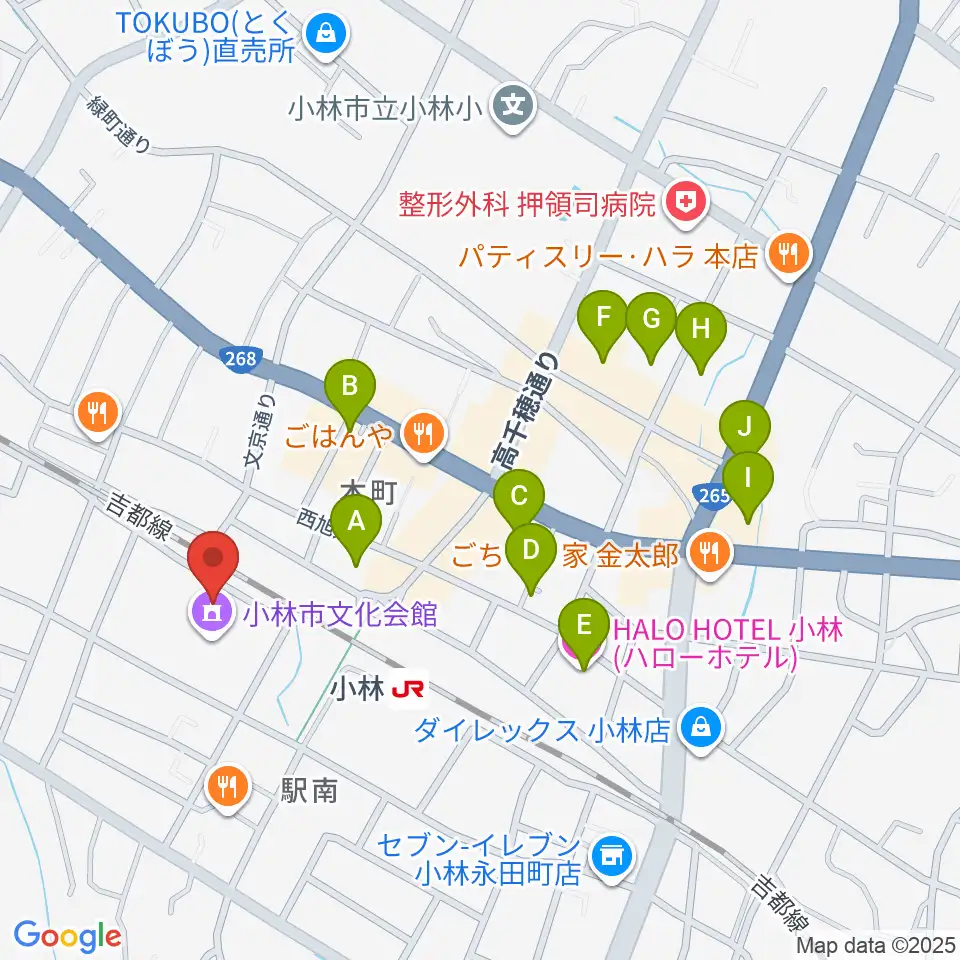 小林市文化会館周辺のホテル一覧地図