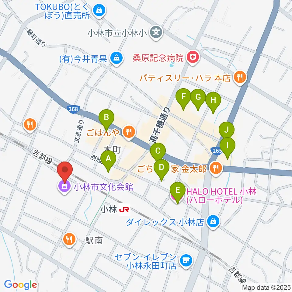 小林市文化会館周辺のホテル一覧地図