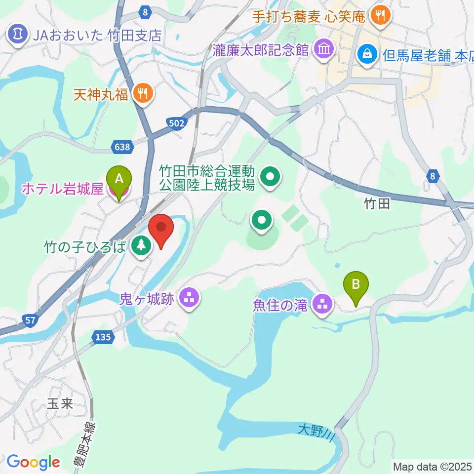 竹田市総合文化ホール グランツたけた周辺のホテル一覧地図