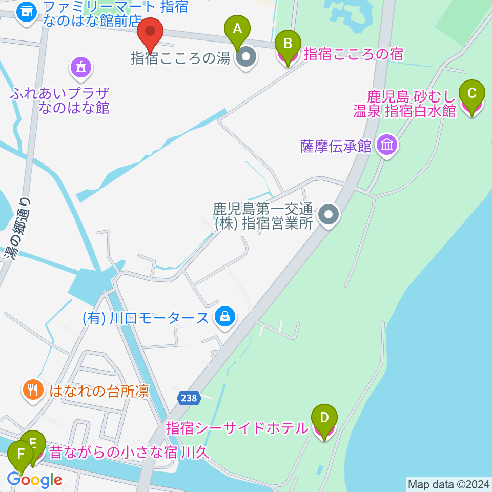 指宿市民会館周辺のホテル一覧地図