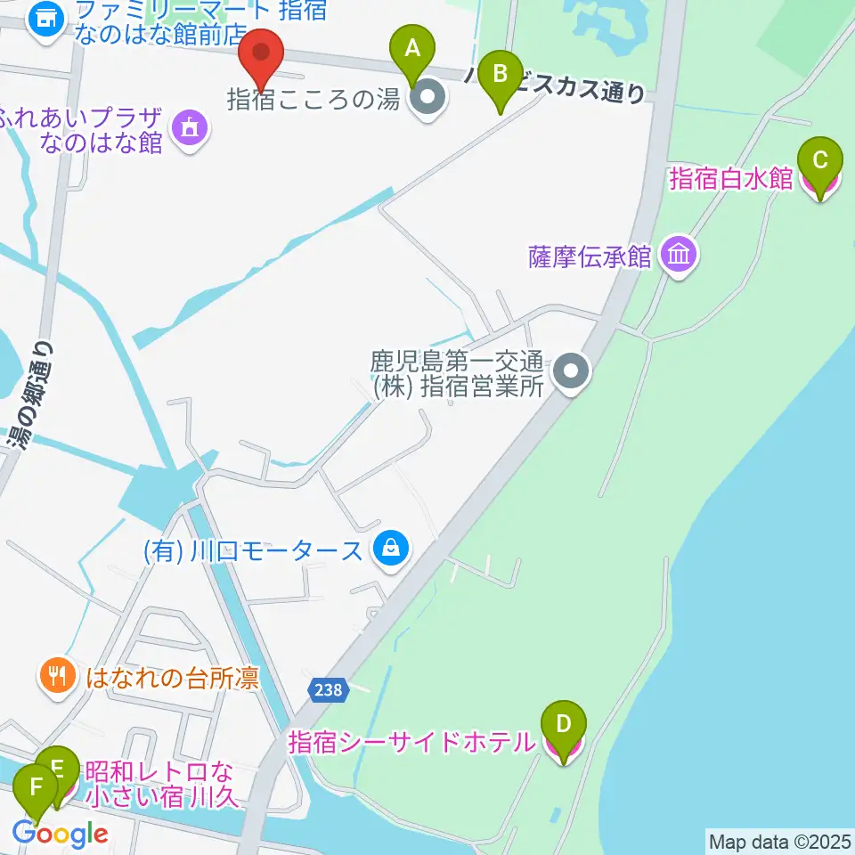 指宿市民会館周辺のホテル一覧地図