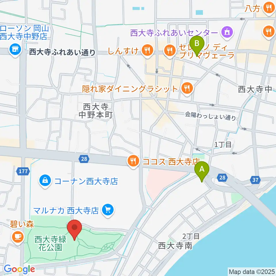西大寺緑花公園・百花プラザ周辺のホテル一覧地図