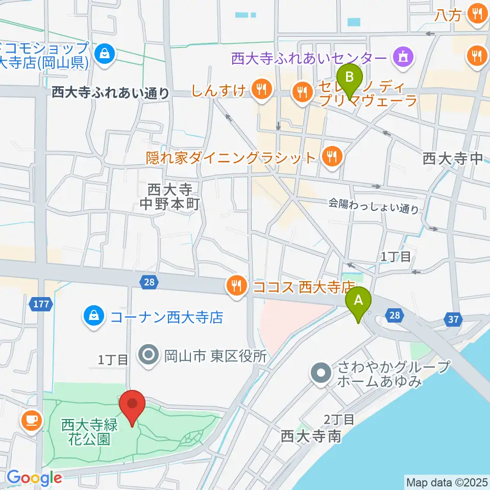西大寺緑花公園・百花プラザ周辺のホテル一覧地図