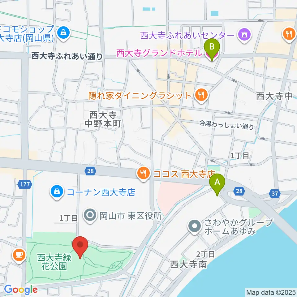 西大寺緑花公園・百花プラザ周辺のホテル一覧地図