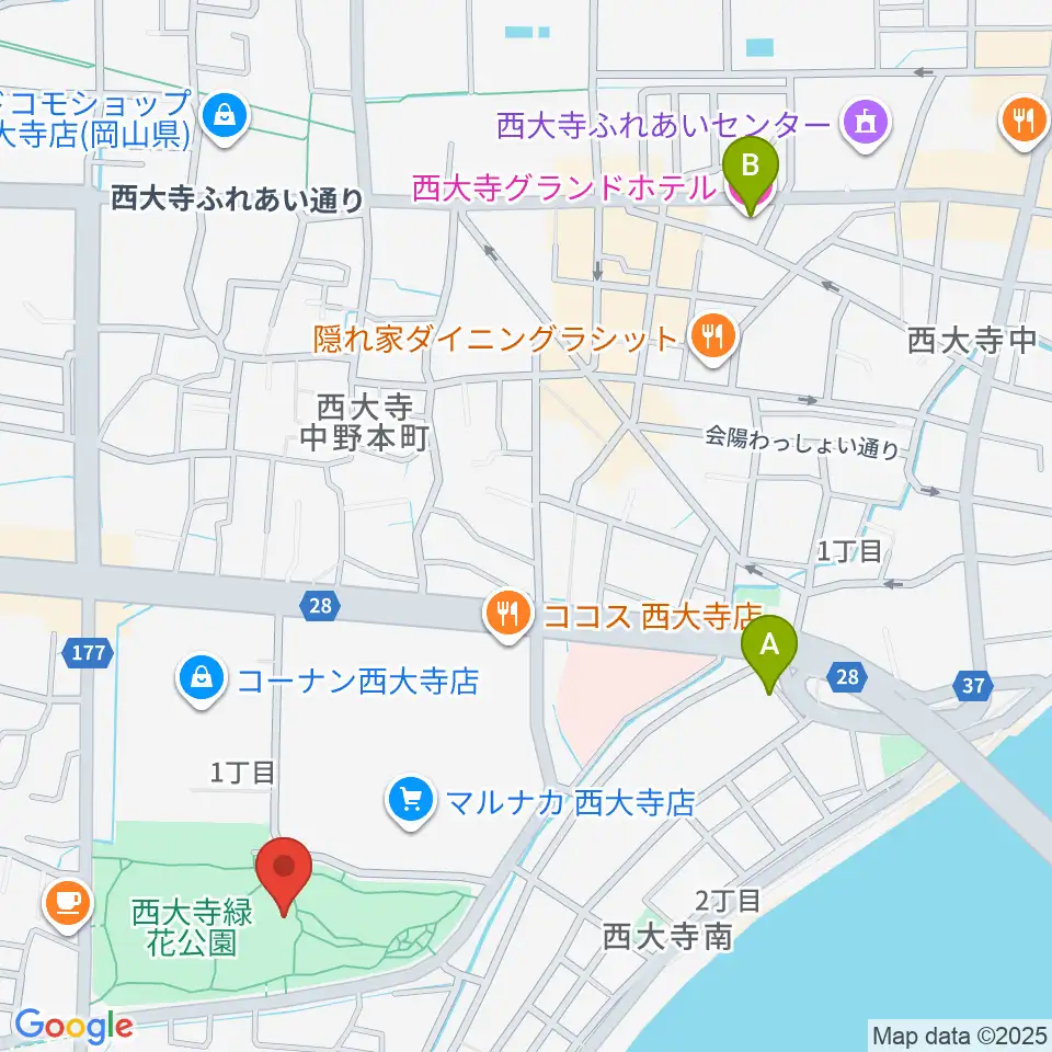 西大寺緑花公園・百花プラザ周辺のホテル一覧地図