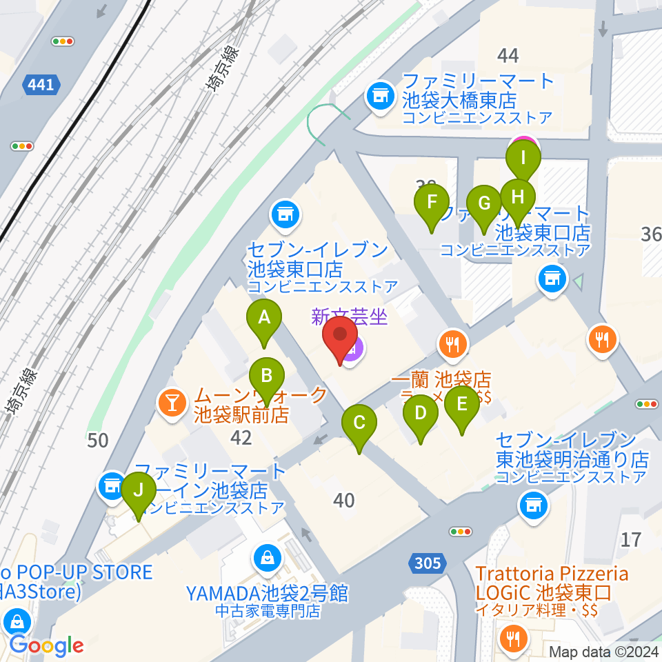 新文芸坐周辺のホテル一覧地図