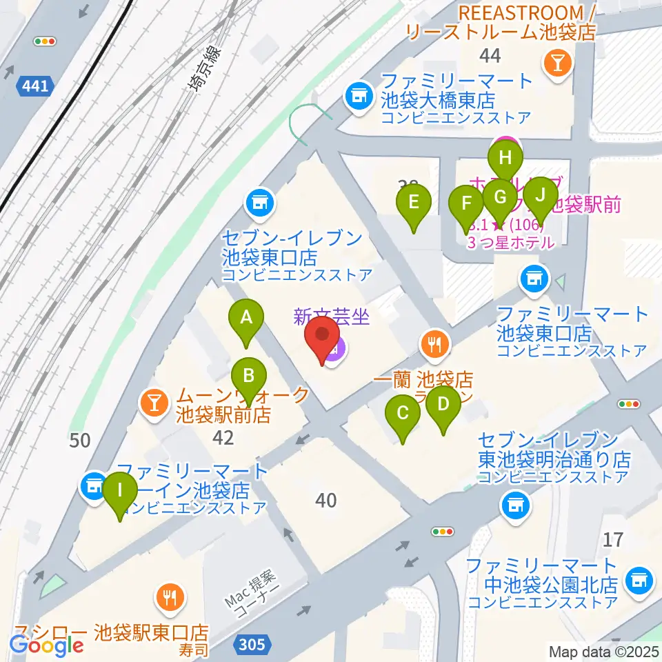 新文芸坐周辺のホテル一覧地図