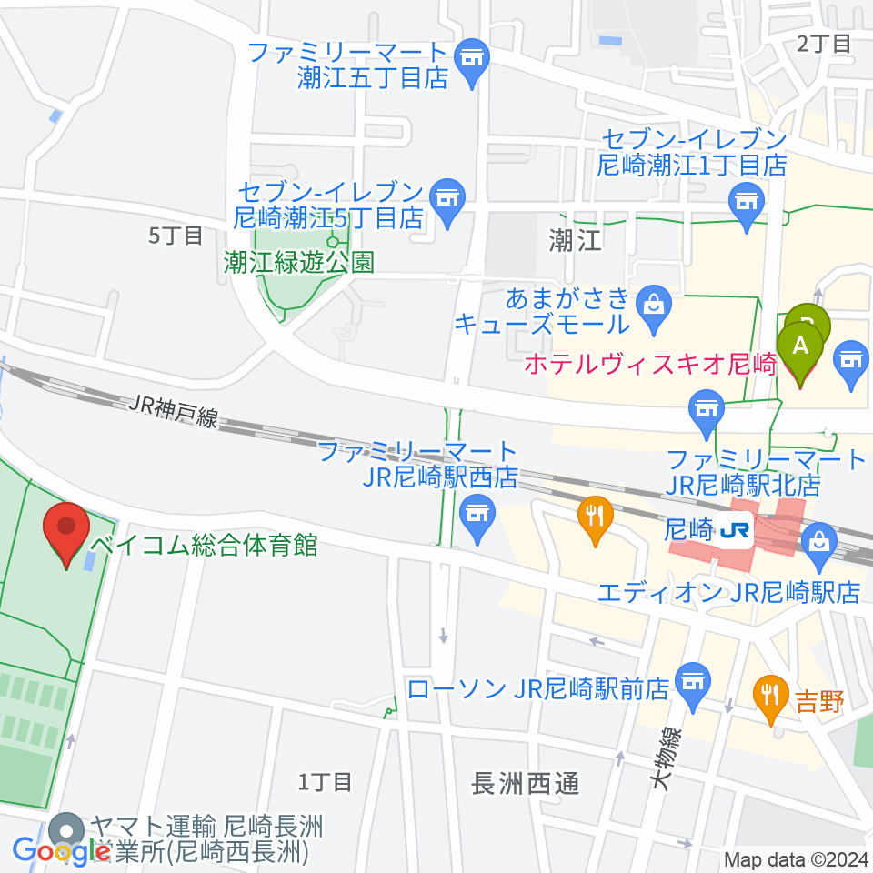 ベイコム総合体育館周辺のホテル一覧地図