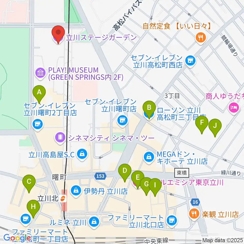 立川ステージガーデン周辺のホテル一覧地図