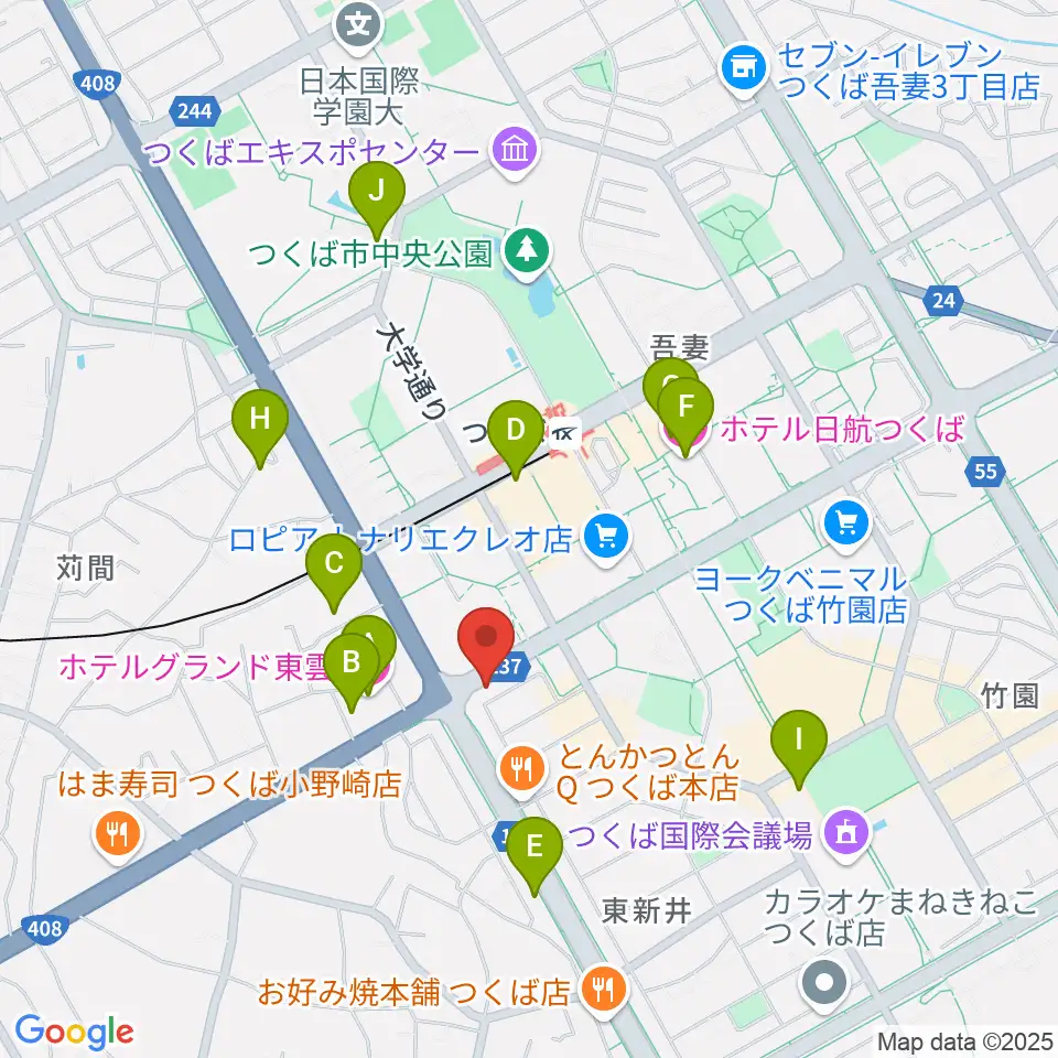 アーデン音楽館 つくばピアノ教室周辺のホテル一覧地図