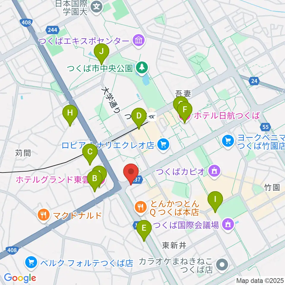 アーデン音楽館 つくばピアノ教室周辺のホテル一覧地図