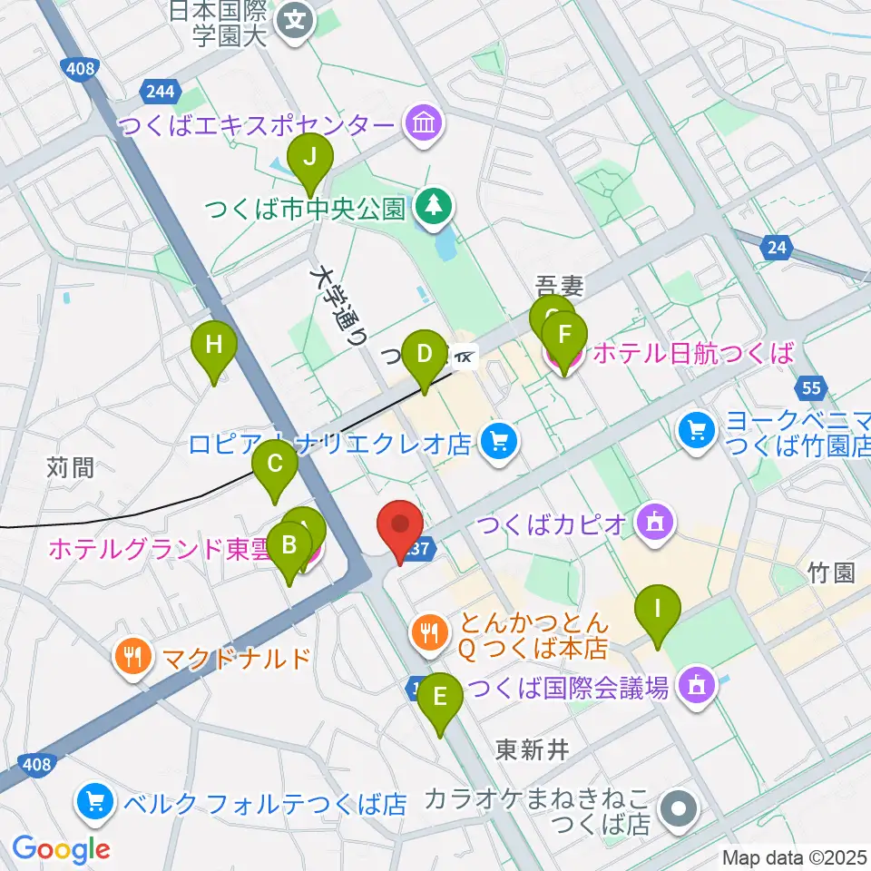 アーデン音楽館 つくばピアノ教室周辺のホテル一覧地図