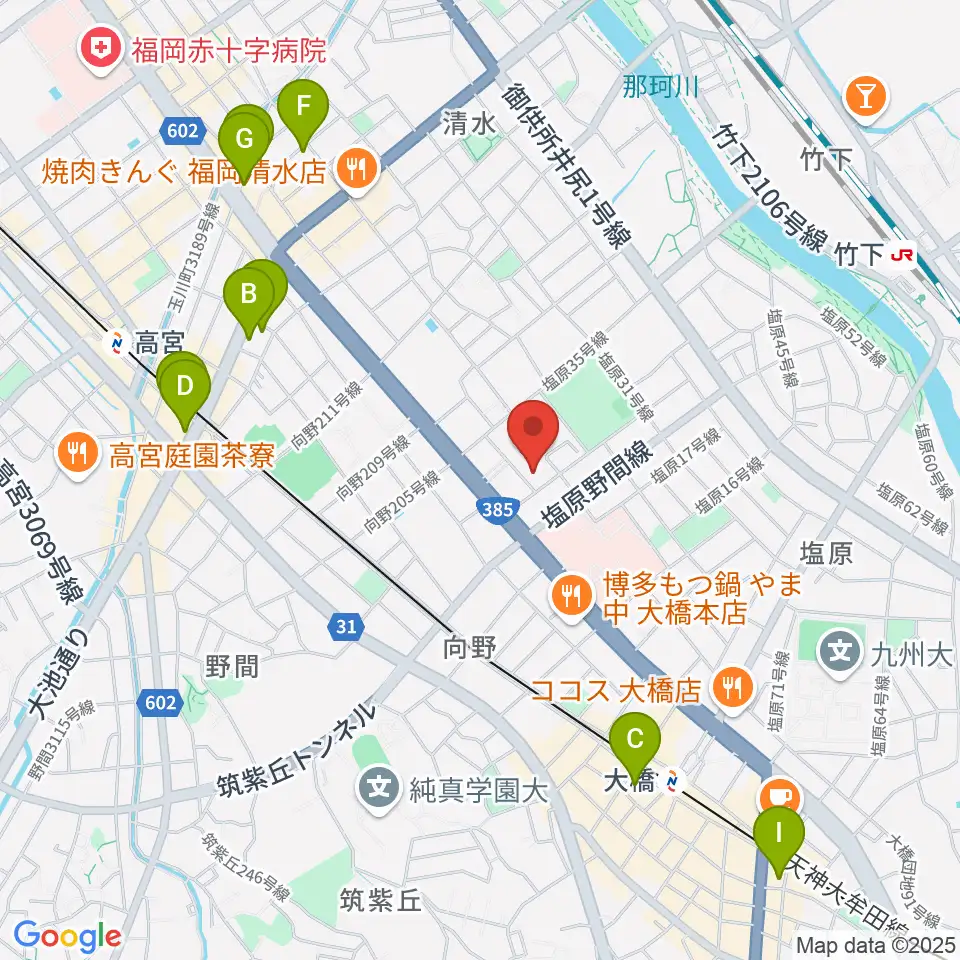 福岡市南市民センター周辺のホテル一覧地図