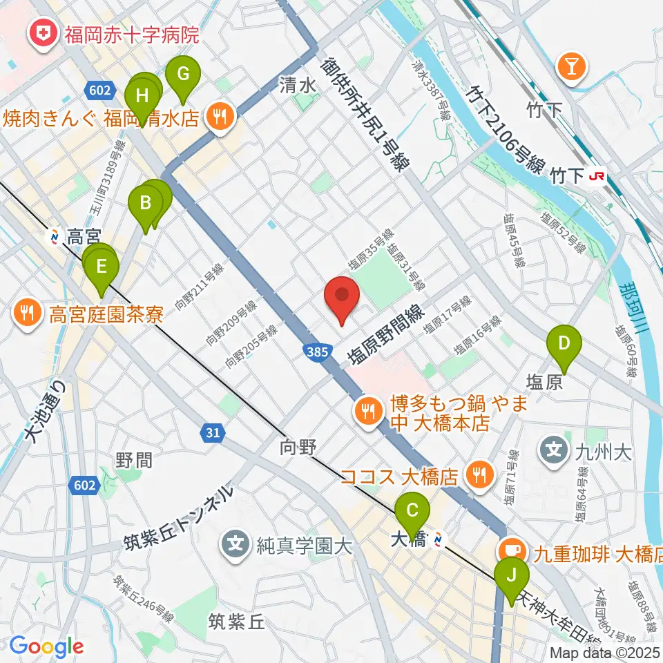 福岡市南市民センター周辺のホテル一覧地図
