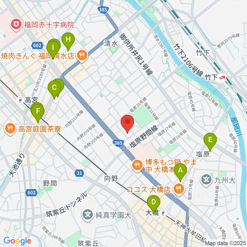 福岡市南市民センター周辺のホテル一覧地図