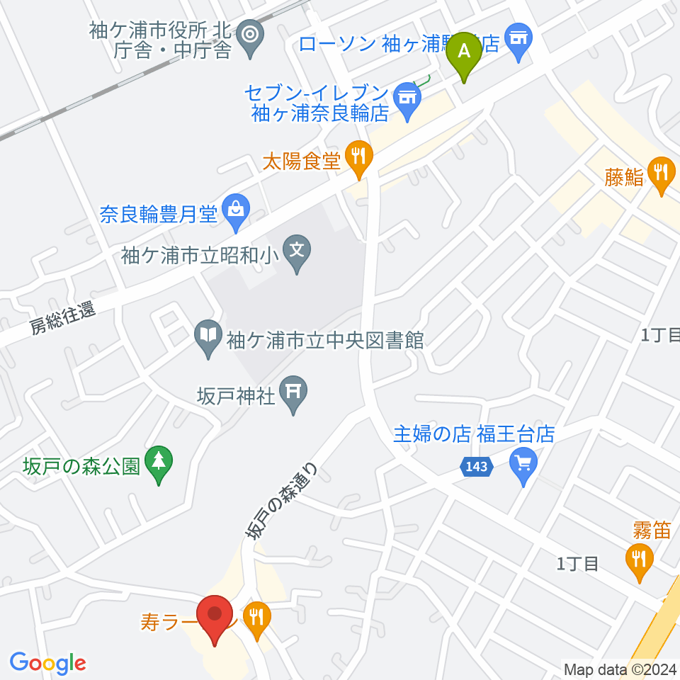 袖ヶ浦市民会館周辺のホテル一覧地図