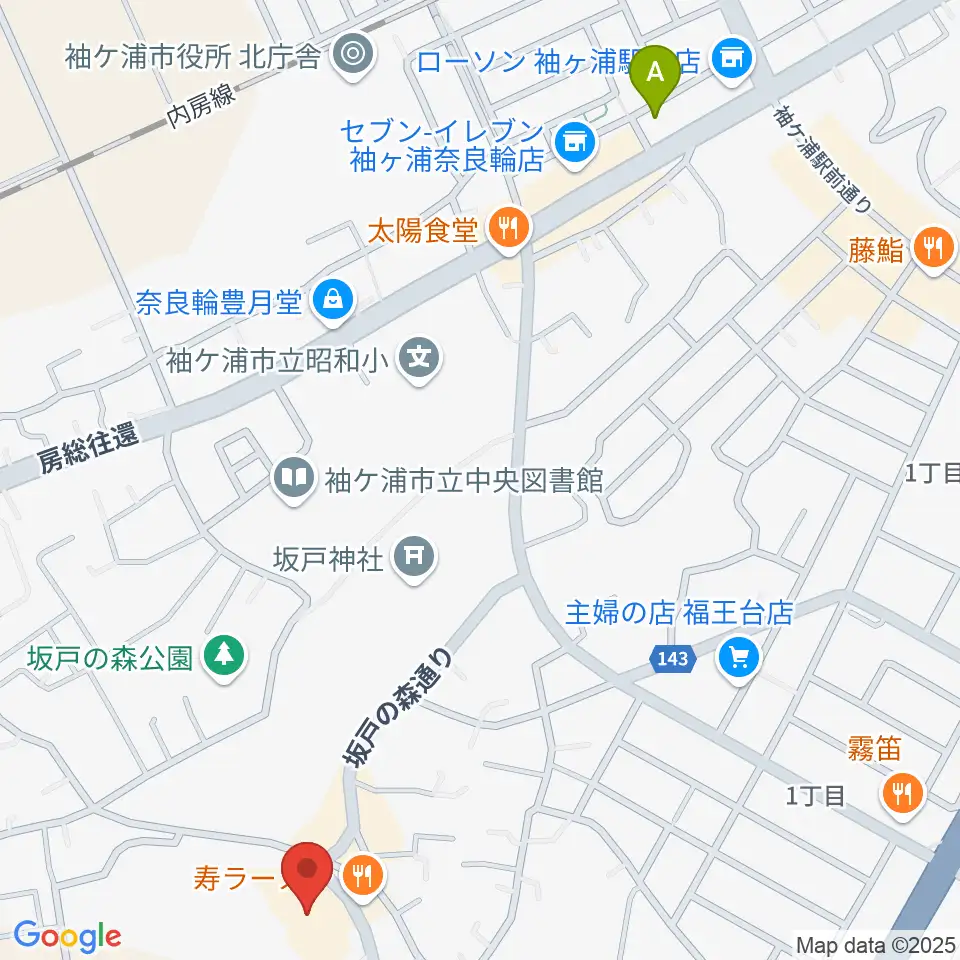 袖ヶ浦市民会館周辺のホテル一覧地図