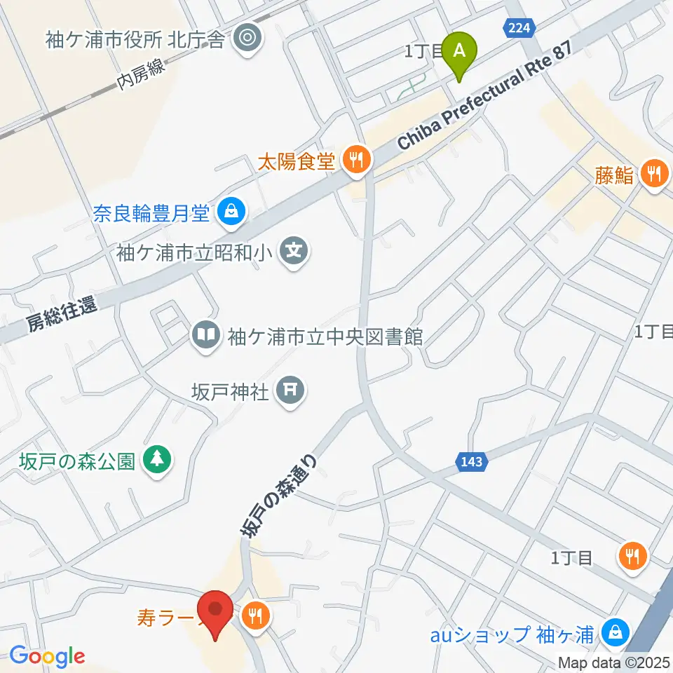 袖ヶ浦市民会館周辺のホテル一覧地図