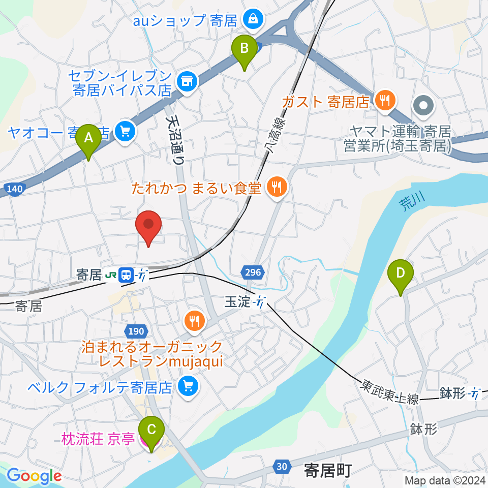 寄居町中央公民館周辺のホテル一覧地図