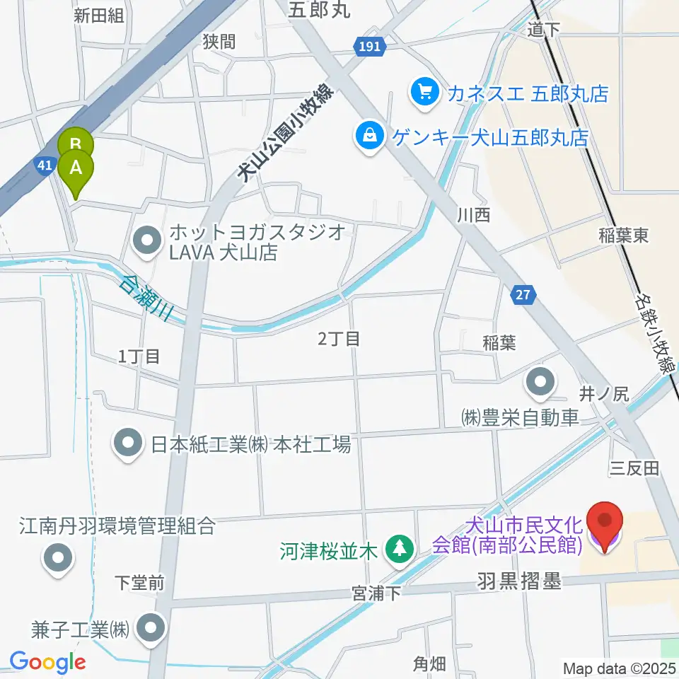犬山市民文化会館周辺のホテル一覧地図
