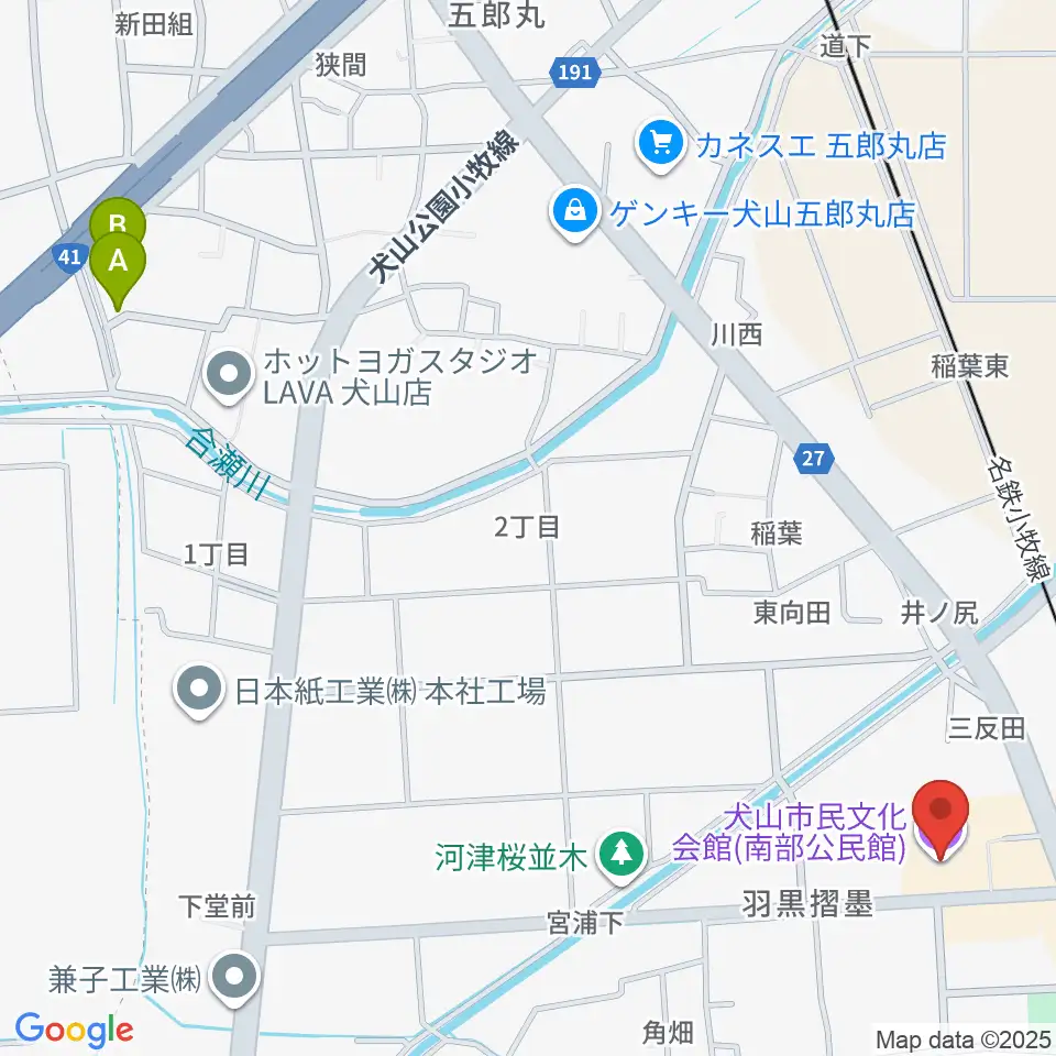 犬山市民文化会館周辺のホテル一覧地図