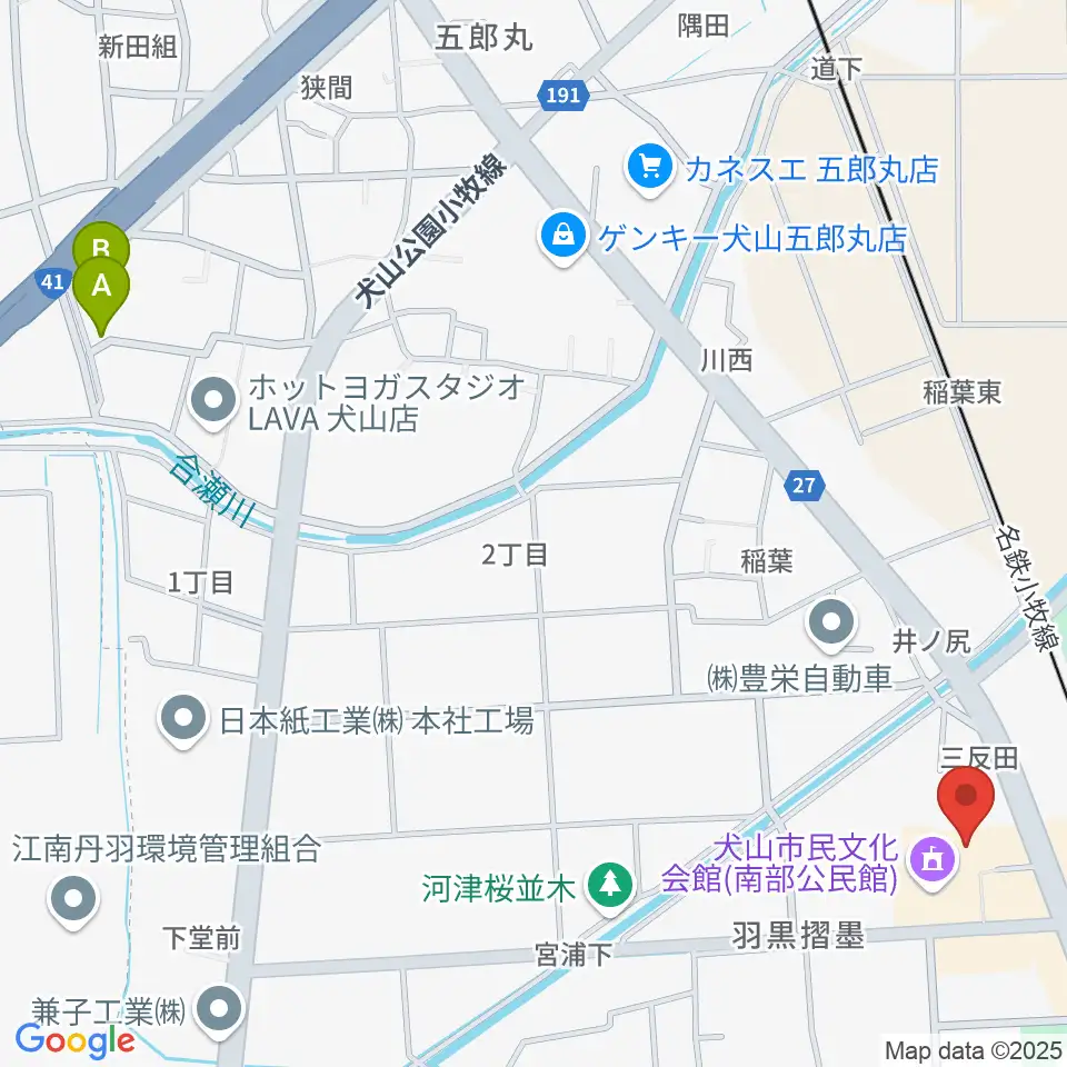 犬山市南部公民館周辺のホテル一覧地図