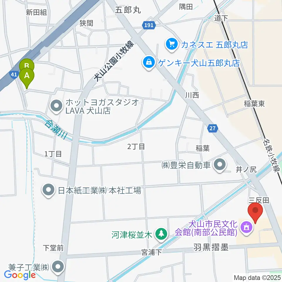 犬山市南部公民館周辺のホテル一覧地図