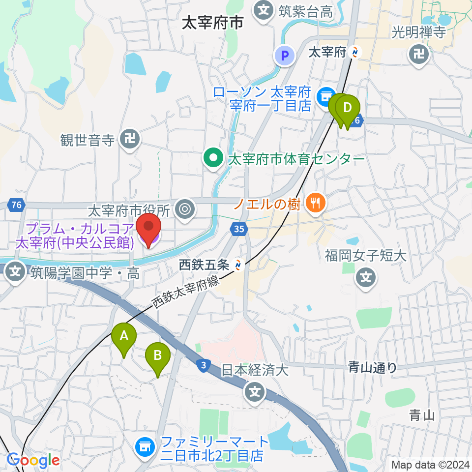 プラム・カルコア太宰府周辺のホテル一覧地図