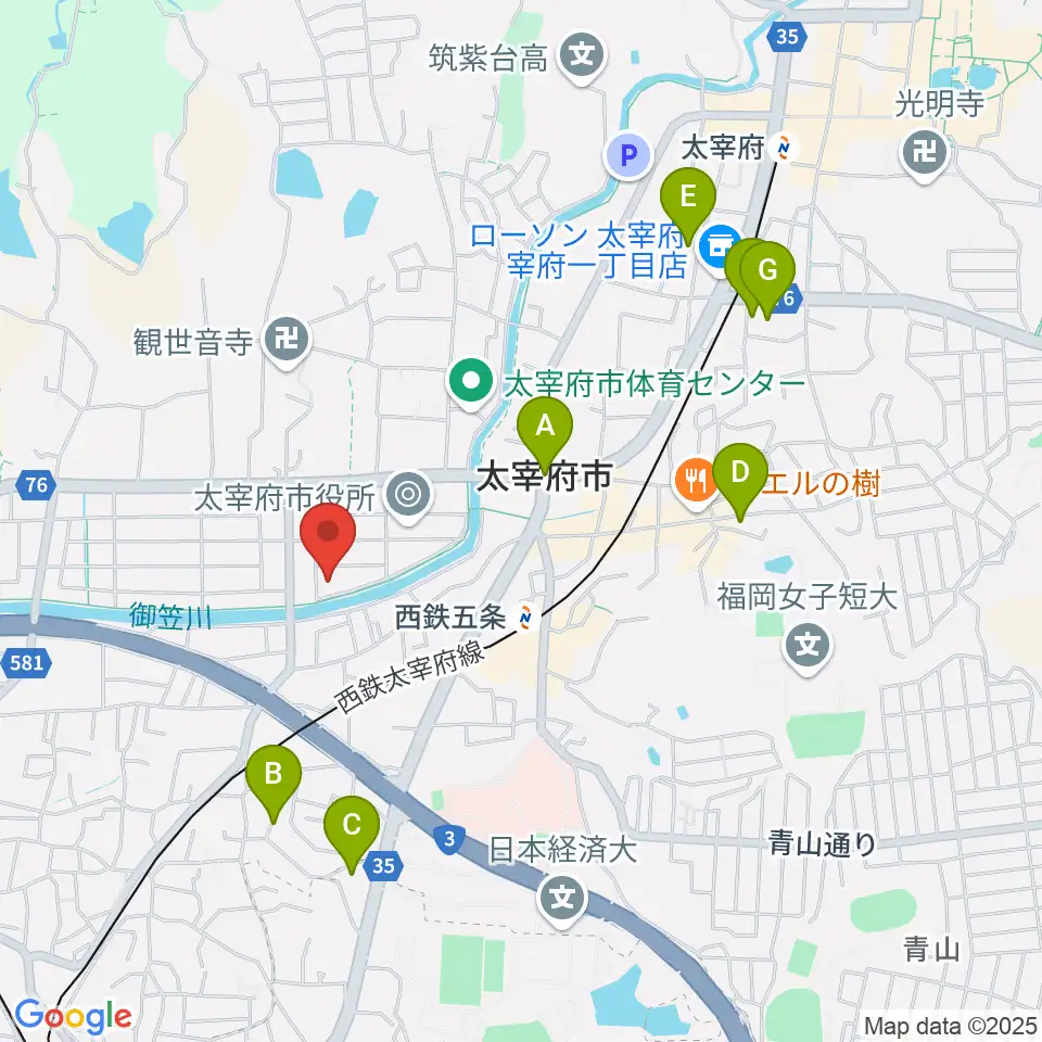 プラム・カルコア太宰府周辺のホテル一覧地図