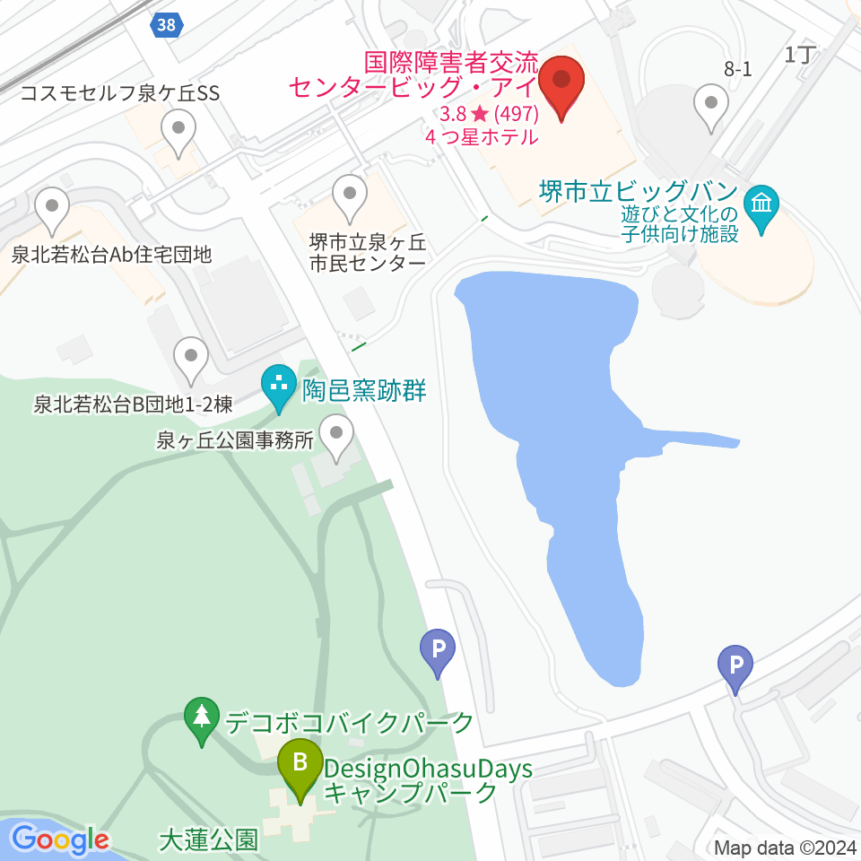 ビッグ・アイ（国際障害者交流センター）周辺のホテル一覧地図