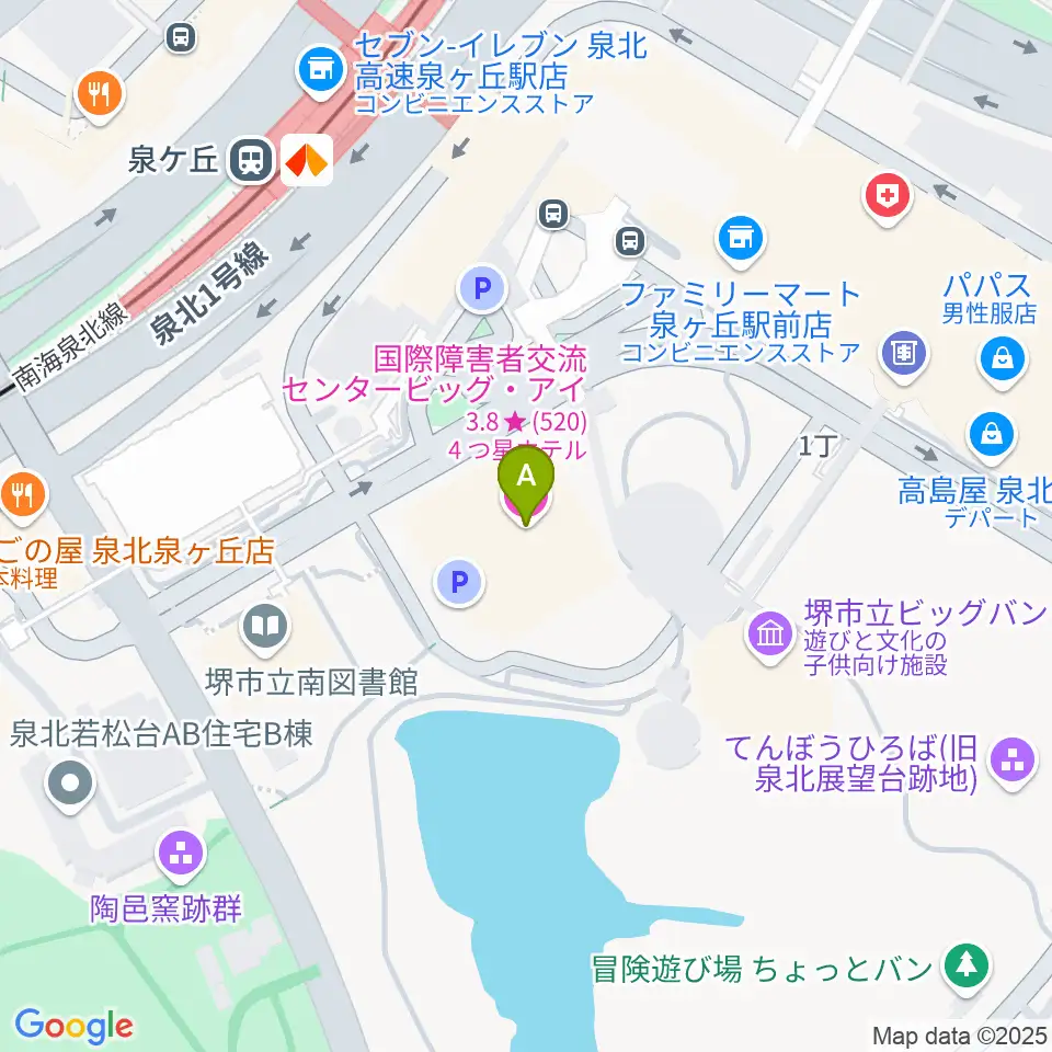 ビッグ・アイ 国際障害者交流センター周辺のホテル一覧地図