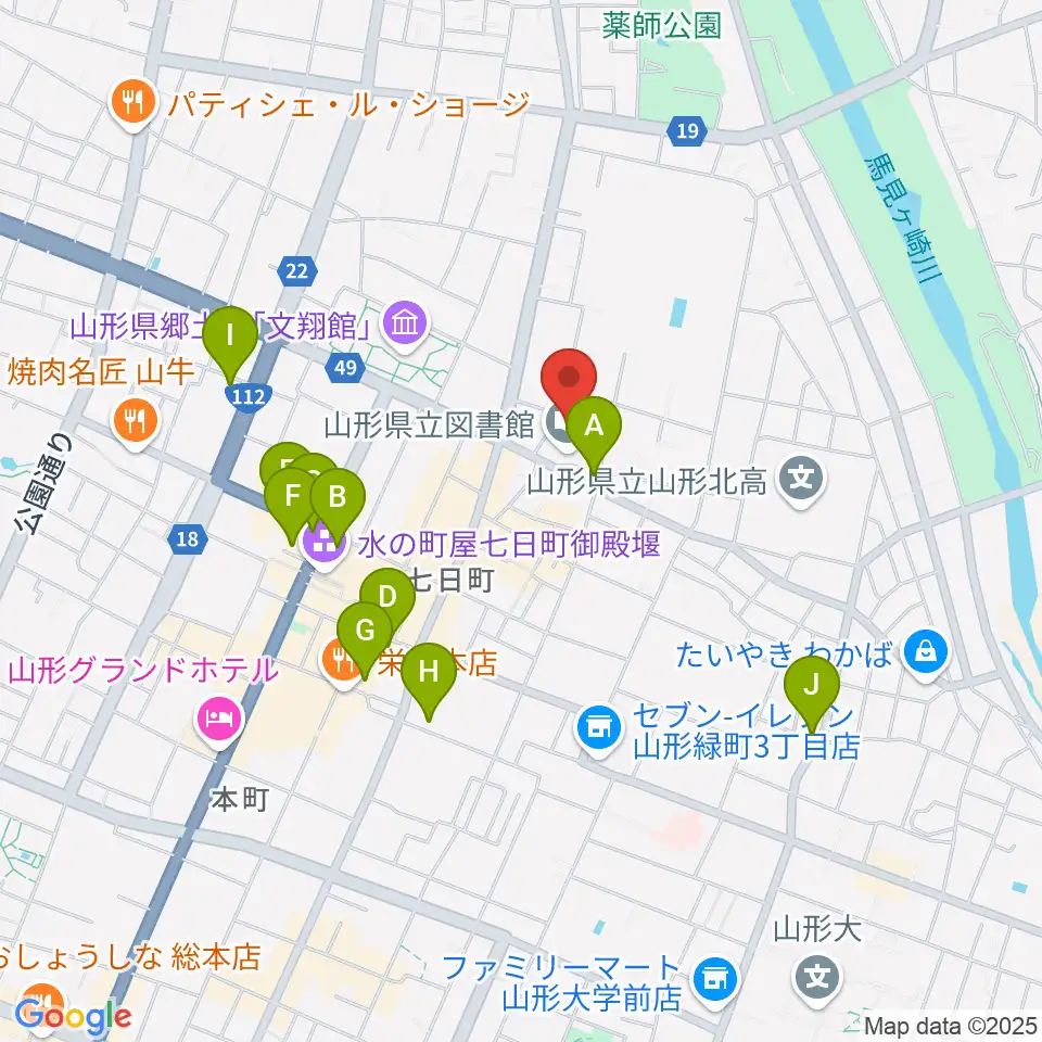 山形県生涯学習センター遊学館周辺のホテル一覧地図