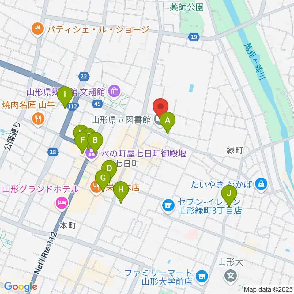 山形県生涯学習センター遊学館周辺のホテル一覧地図